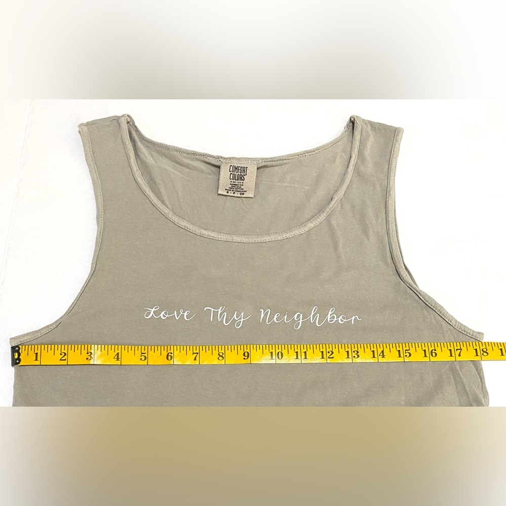 Comfort Colors Women S Love Thy Neighbor Cotton Green Tank Top Boho Activewear - Picture 6 of 10